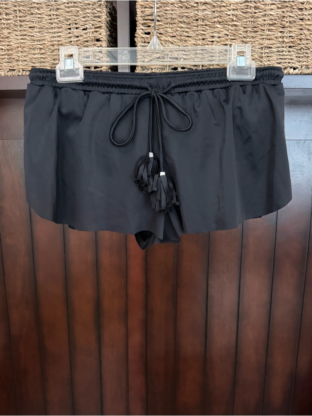Venus Black Tassel Drawstring Swim Bikini Skirt Bottoms